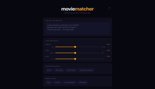 Screenshot of Movie Matcher