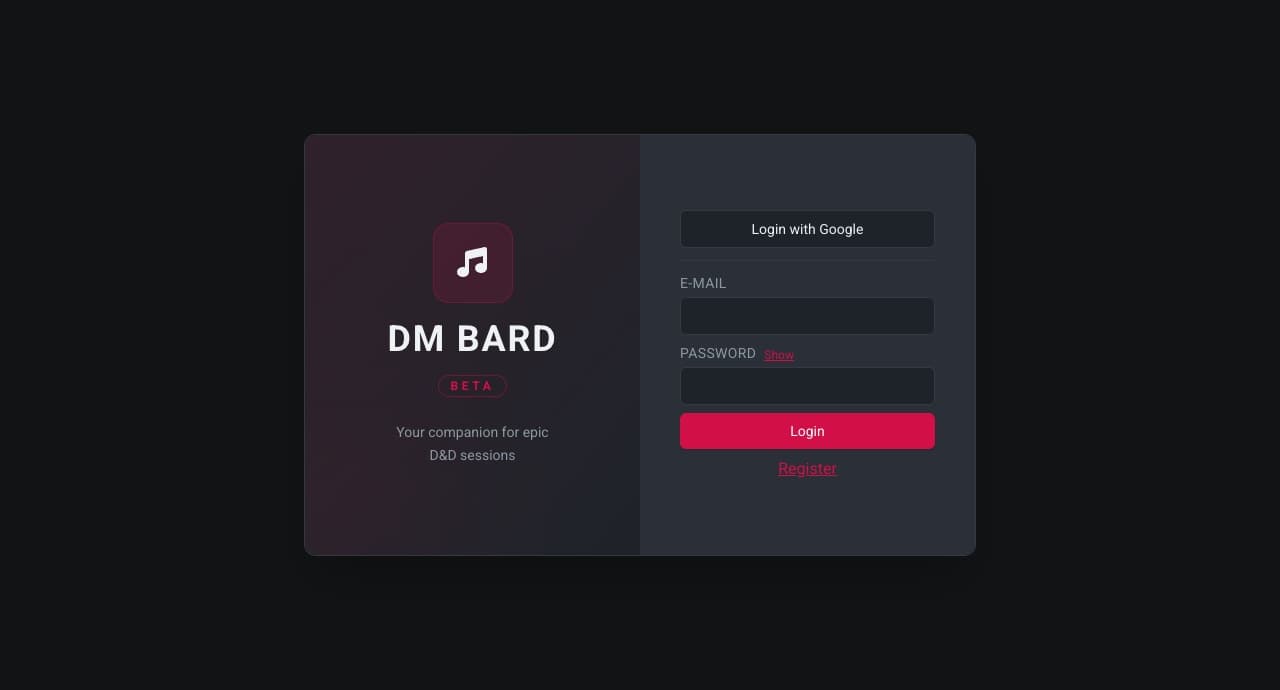 Screenshot of DM Bard